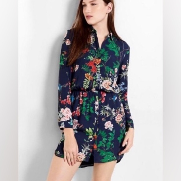 Express navy‎ floral bird tropical dress size small. - Picture 1 of 6